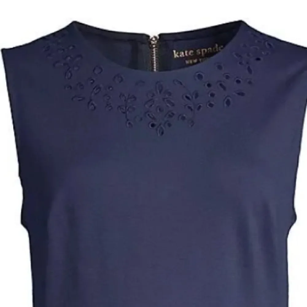 Kate Spade ♠️ New York cutwork ponte sleeveless dress in SQUID INK NWT $248